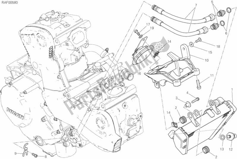 Todas as partes de Radiador De óleo do Ducati Monster 1200 S USA 2019